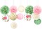 12 PCS Green Pink Blooms Paper Lanterns Tissue Pom Pom(Green Pink)